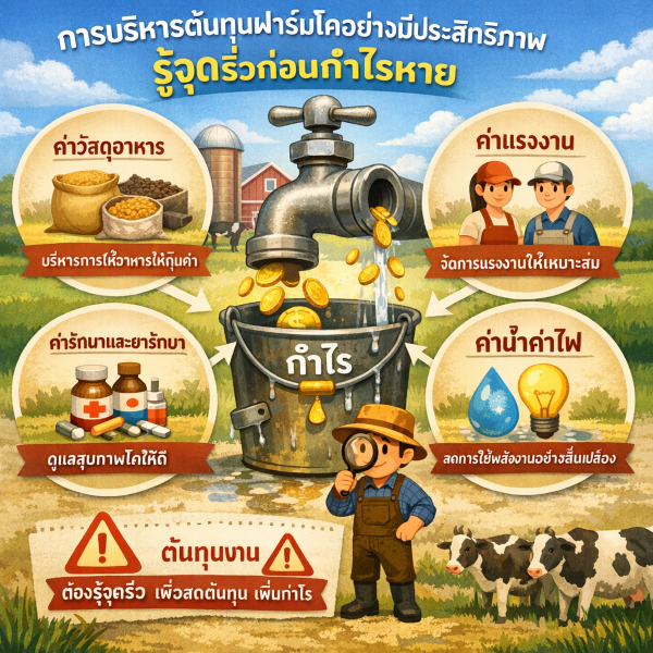 การบริหารต้นทุนฟาร์มโคอย่างมีประสิทธิภาพ รู้จุดรั่วก่อนกำไรหาย
