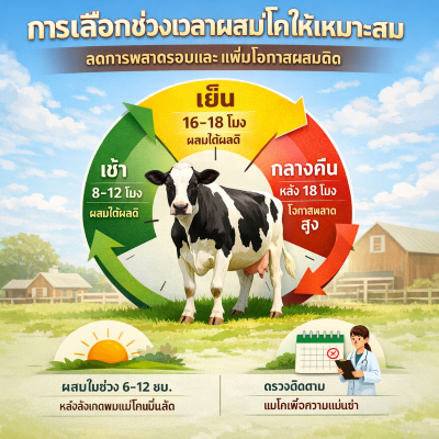การเลือกช่วงเวลาผสมแม่โคให้เหมาะสม ลดการพลาดรอบและเพิ่มโอกาสผสมติด