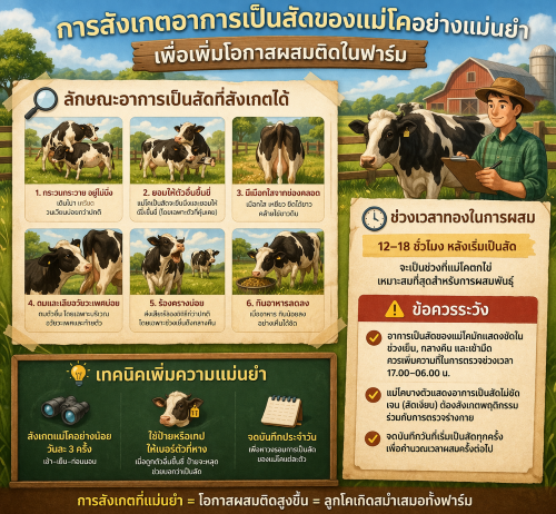 การสังเกตอาการเป็นสัดของแม่โคอย่างแม่นยำ เพื่อเพิ่มโอกาสผสมติดในฟาร์ม