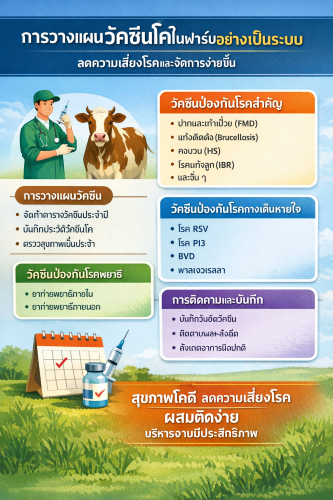 การวางแผนวัคซีนโคในฟาร์มอย่างเป็นระบบ ลดความเสี่ยงโรคและจัดการง่ายขึ้น