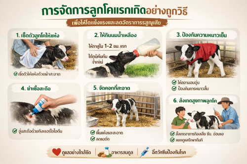 การจัดการลูกโคแรกเกิดอย่างถูกวิธี เพื่อให้โตแข็งแรงและลดอัตราการสูญเสีย