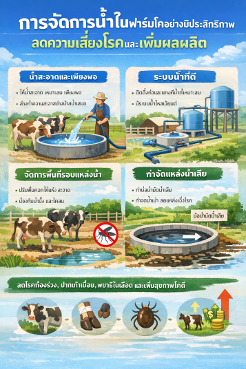 การจัดการน้ำในฟาร์มโคอย่างมีประสิทธิภาพ ลดความเสี่ยงโรคและเพิ่มผลผลิต