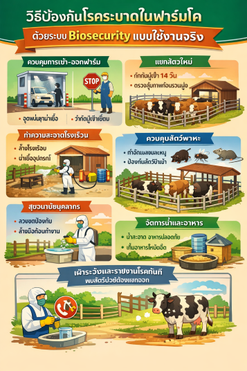 วิธีป้องกันโรคระบาดในฟาร์มโคด้วยระบบ Biosecurity แบบใช้งานจริง