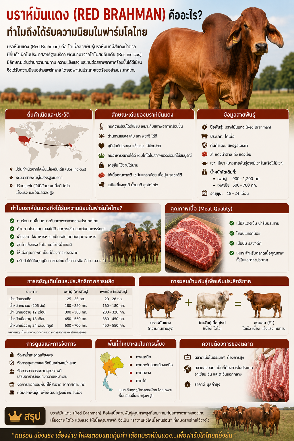 บราห์มันแดง (Red Brahman) คืออะไร? ทำไมถึงได้รับความนิยมในฟาร์มโคไทย