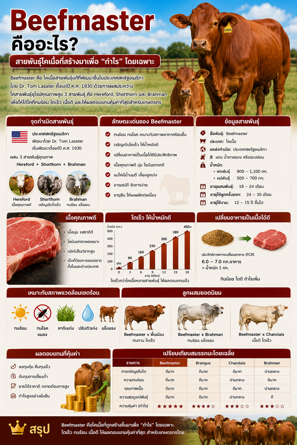 Beefmaster คืออะไร? สายพันธุ์โคเนื้อที่สร้างมาเพื่อ “กำไร” โดยเฉพาะ